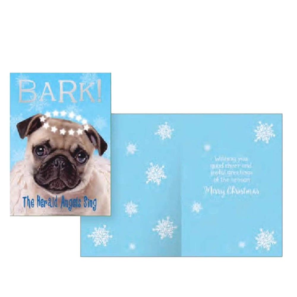 Paper Craft Photographic Pug Angel Foil Holiday Boxed Cards, (IG96490), 12 ct